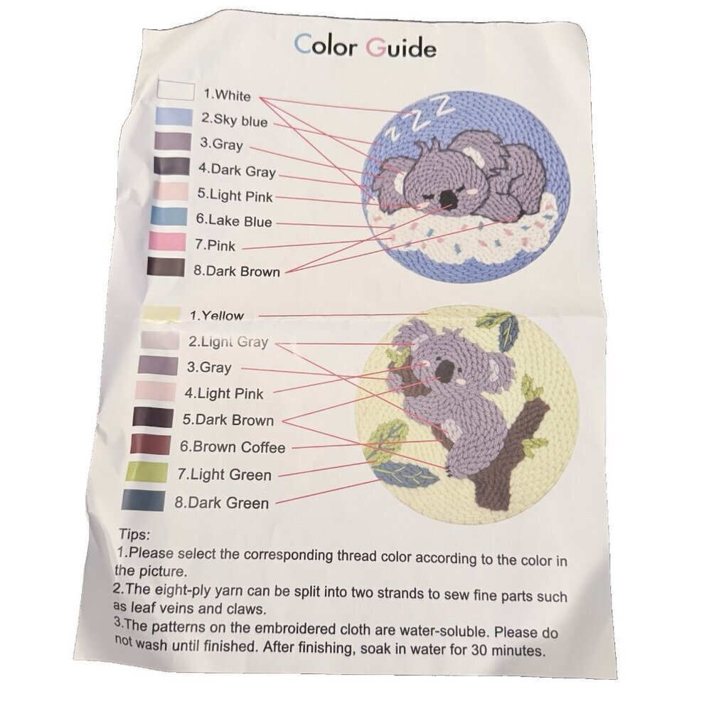 2 Piece Koala Punch Needle Embroidery Kit for Beginners Open Box - Picture 5 of 6